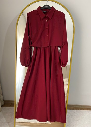 xl Beden Bordo elbise
