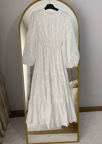 xl Beden beyaz Renk Yaprak desen beyaz elbise