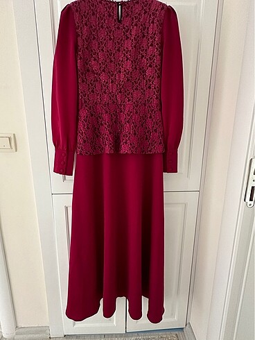 Bordo abiye elbise