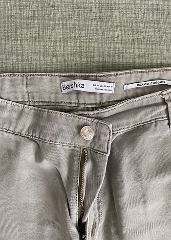 Bershka Bej Regular Fit Kadin Pantolon