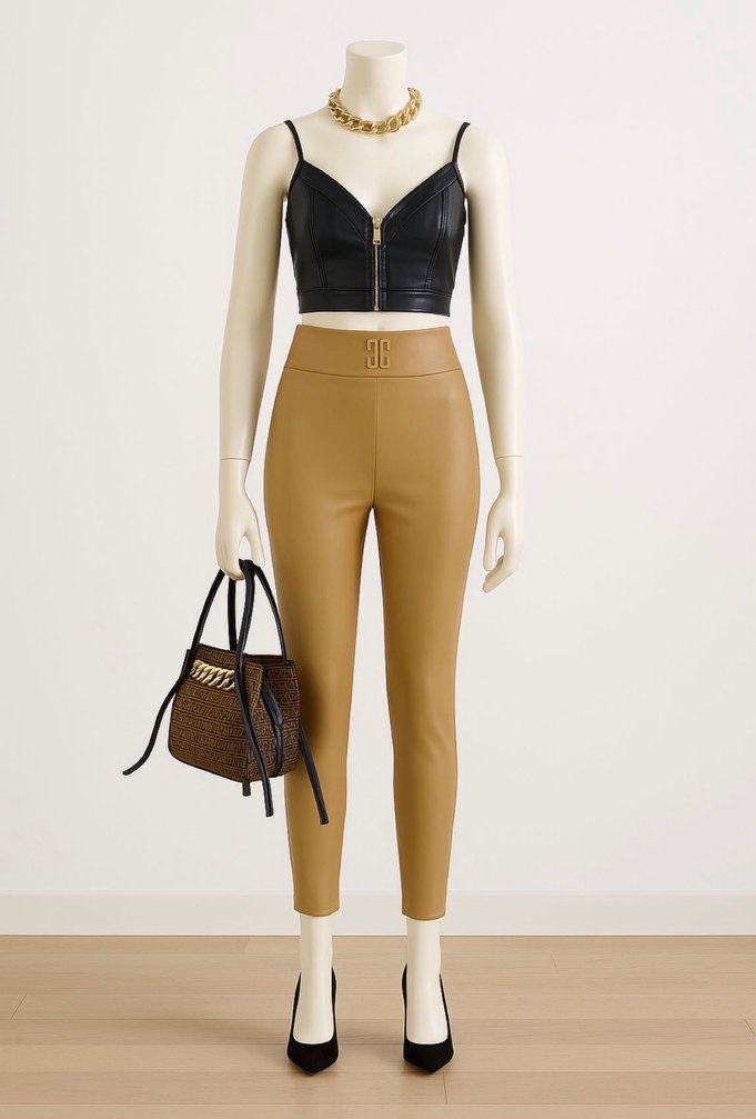 Bej dar paça deri pantolon tayt 38 40 - Görsel 2