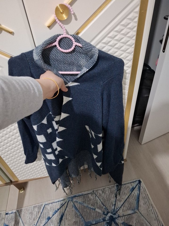 Bohem Gri Örgü Salaş Midi Hırka - Görsel 2