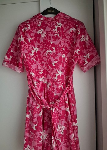 Pembe  Düğmeli Bohem Elbise - Görsel 4