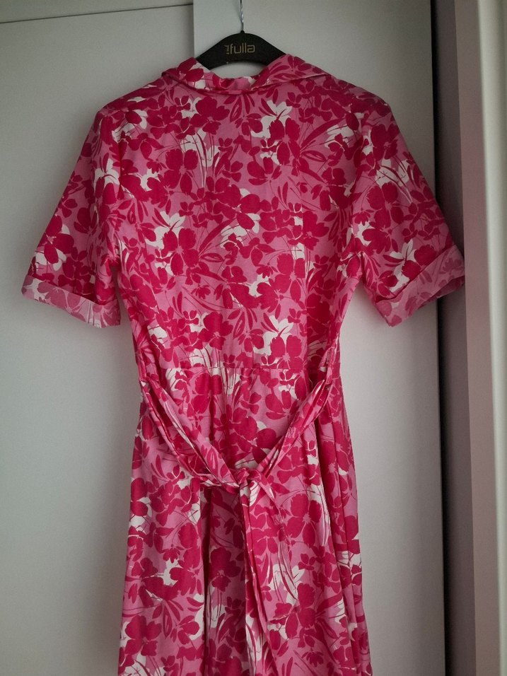 Pembe  Düğmeli Bohem Elbise - Görsel 4