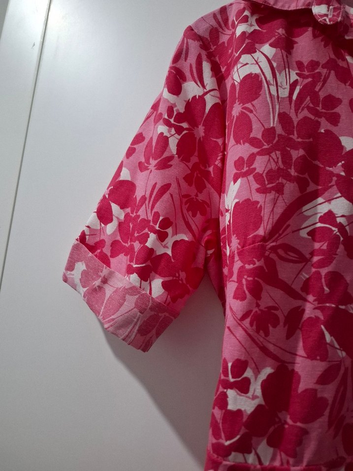 Pembe  Düğmeli Bohem Elbise - Görsel 3