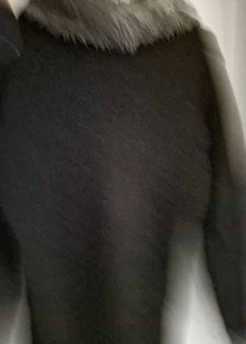 Gri Uzun Kollu Kürklü Kadın Hırka - Görsel 5