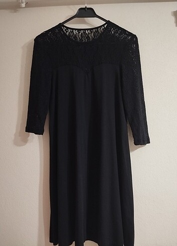 LC Waikiki Siyah Dantel elbise M-L