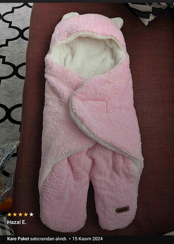 Pembe Kapüşonlu  partikli Bebek tulumu - Görsel 2