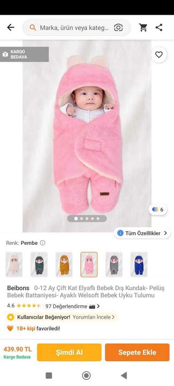 Pembe Kapüşonlu  partikli Bebek tulumu - Görsel 3