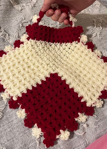 Bordo krem el örgüsü lif - Görsel 2