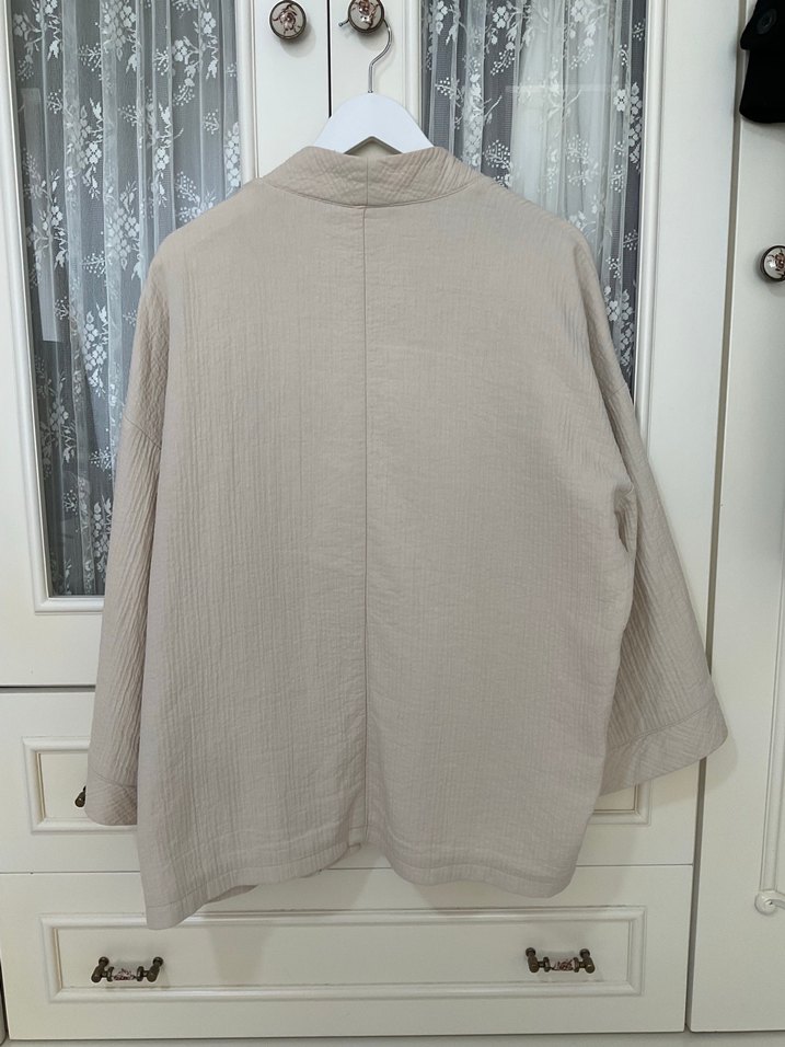 Bej Keten Kimono - Görsel 4