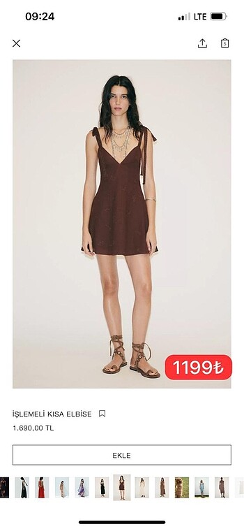 Zara sıfır elbise her beden mevcut