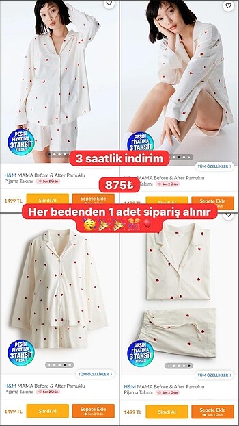 m Beden H&M gecelik