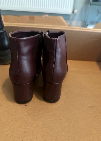 37 Beden bordo Renk Bordo Deri Stiletto Topuklu Kadın Bot