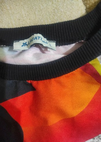 l Beden Renkli Drapeli Kısa Sweatshirt