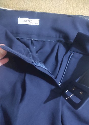 s Beden Kadın Lacivert Kemerli Kumaş Pantolon