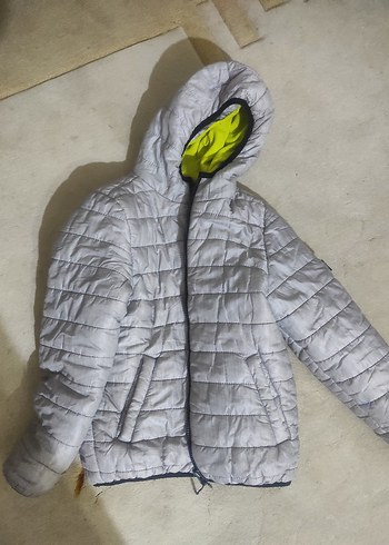 Kapüşonlu Erkek Çocuk Gri Mont