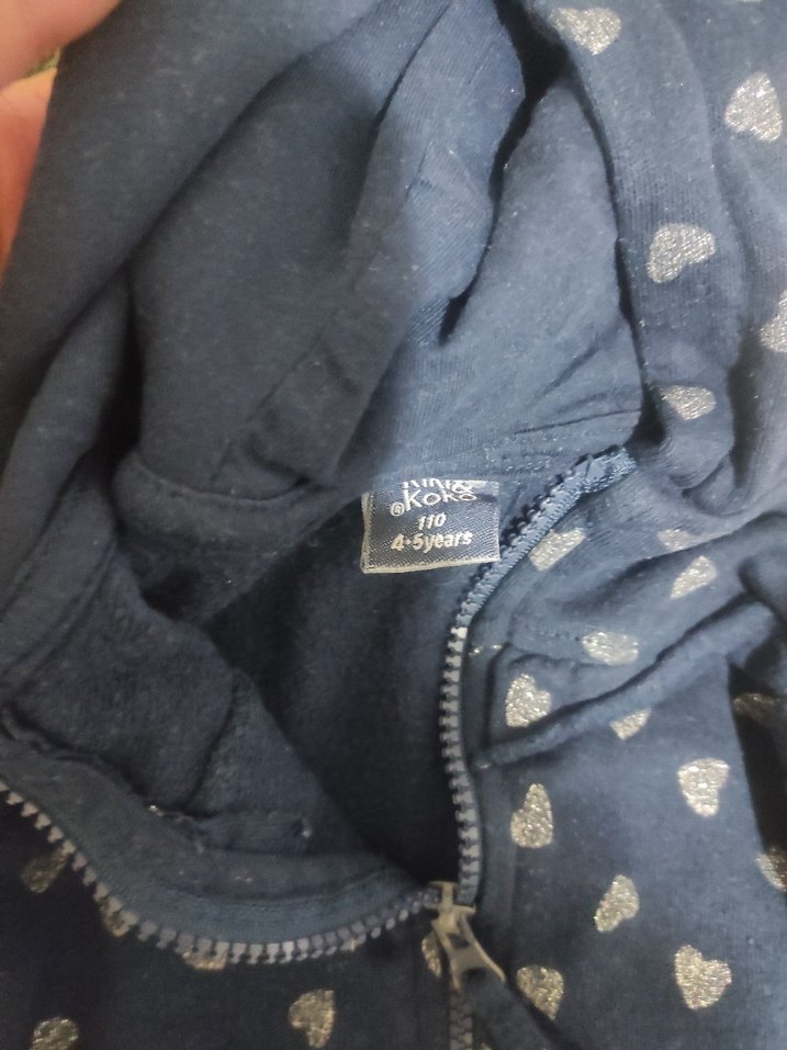 Kız Çocuk Kapüşonlu Fermuarlı Mavi Ceket - Görsel 3