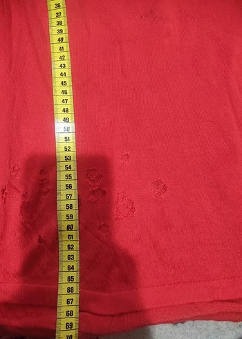 Kırmızı Uzun Kollu Salaş Triko Bluz - Görsel 5