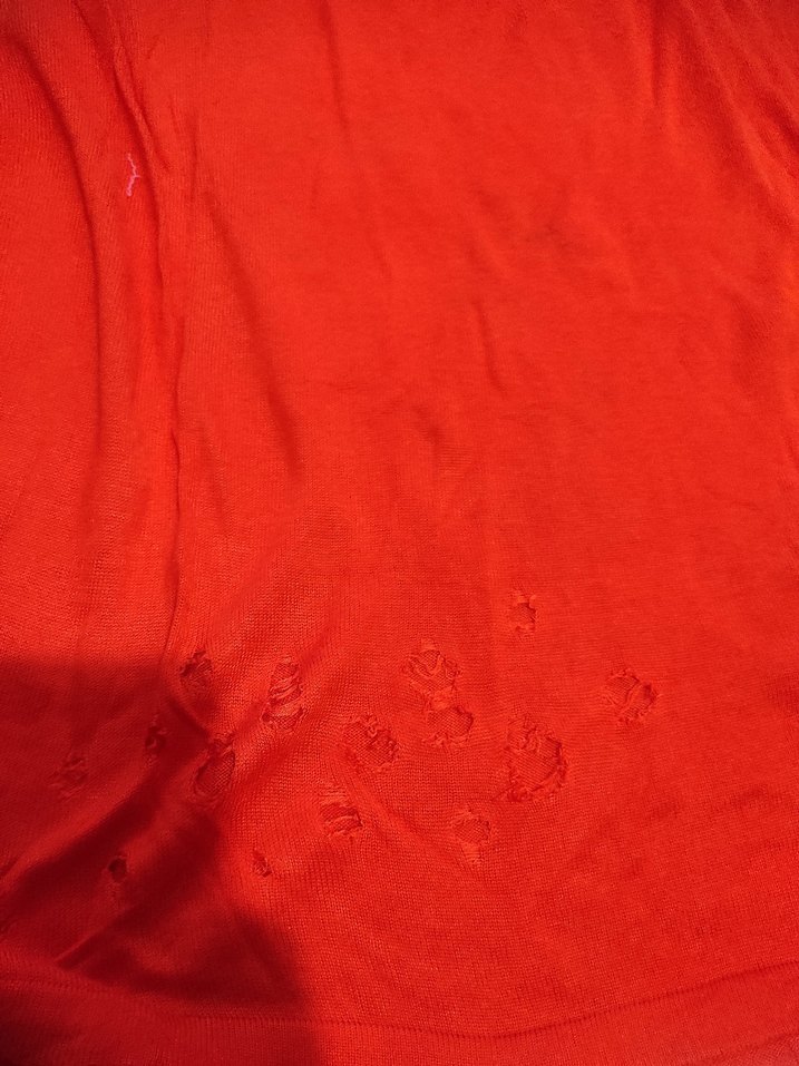 Kırmızı Uzun Kollu Salaş Triko Bluz - Görsel 2