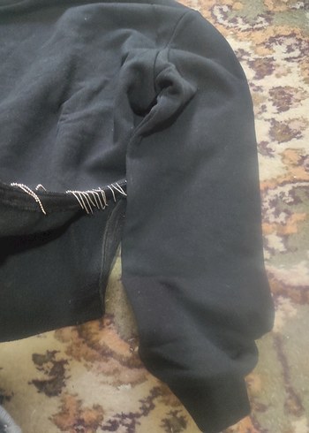 Düğmeli Siyah Kadın Sweatshirt - Görsel 4