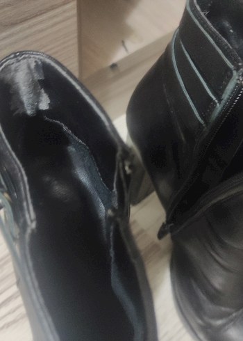 Siyah Deri Tokalı Stiletto Kadın Bot - Görsel 3