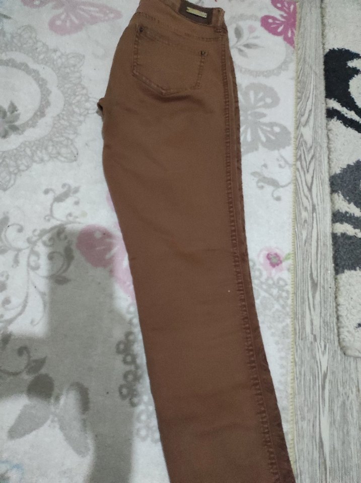 Kadın Kahverengi Bel Detaylı Kumaş Pantolon - Görsel 5