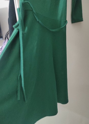 Uzun Kollu Yeşil zara Elbisesi - Görsel 3