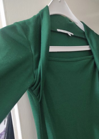 Uzun Kollu Yeşil zara Elbisesi - Görsel 6