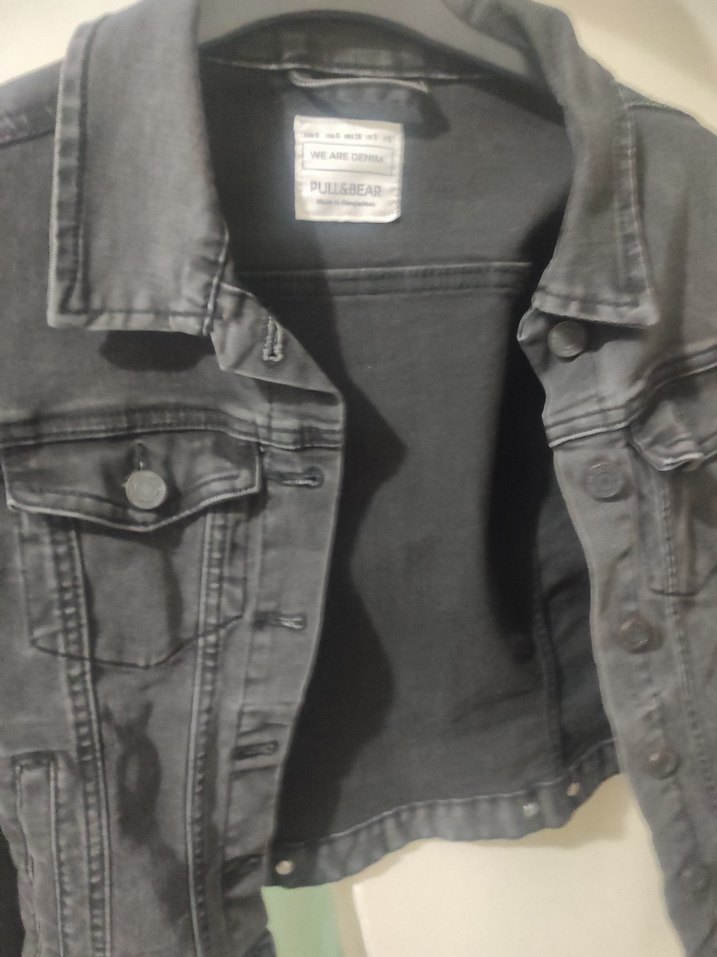 Siyah Düğmeli Kadın Kot Ceket - Görsel 5