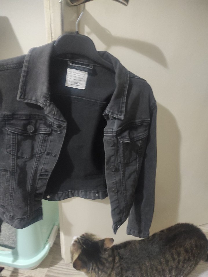 Siyah Düğmeli Kadın Kot Ceket - Görsel 3