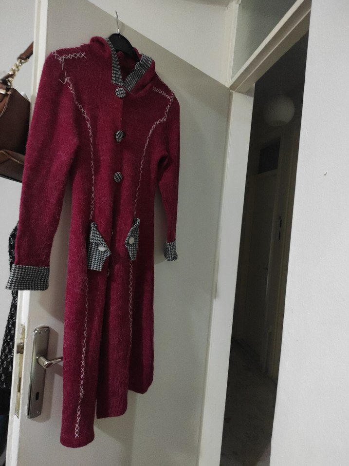 uzun triko hırka kapşonlu - Görsel 2