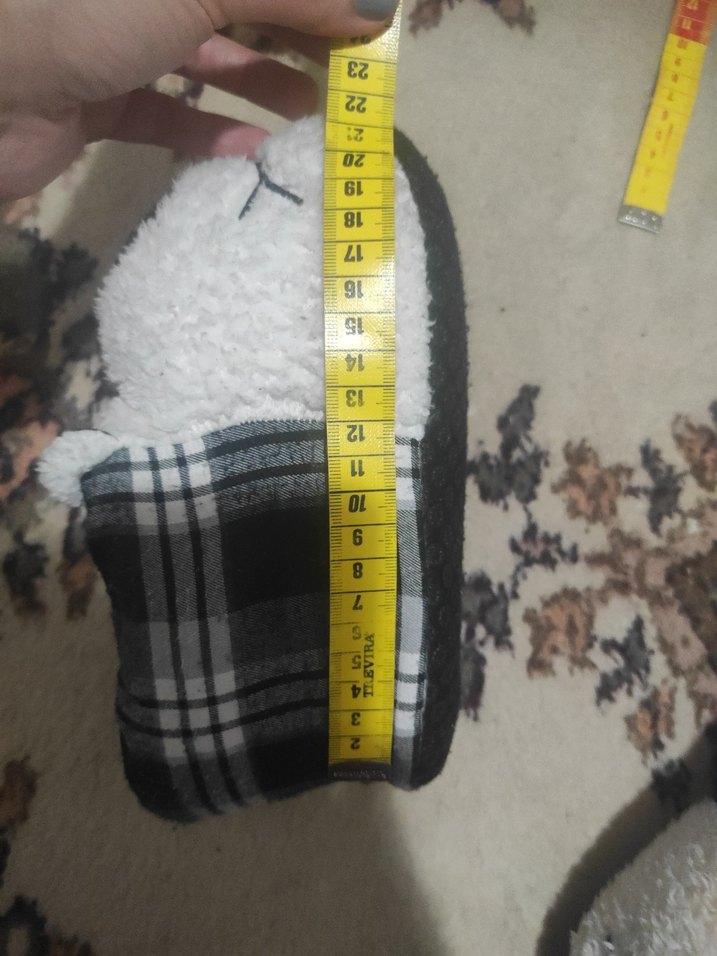 Kız Çocuk Peluş Ev Terliği Beyaz Gri - Görsel 4