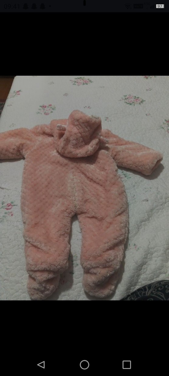 Kapüşonlu Pembe Bebek Tulumu - Görsel 2