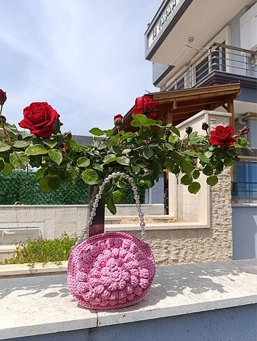 El emeği pamuk makrome çanta