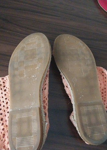 Pembe İşlemeli Örgü Dantel Topuklu Espadril - Görsel 4