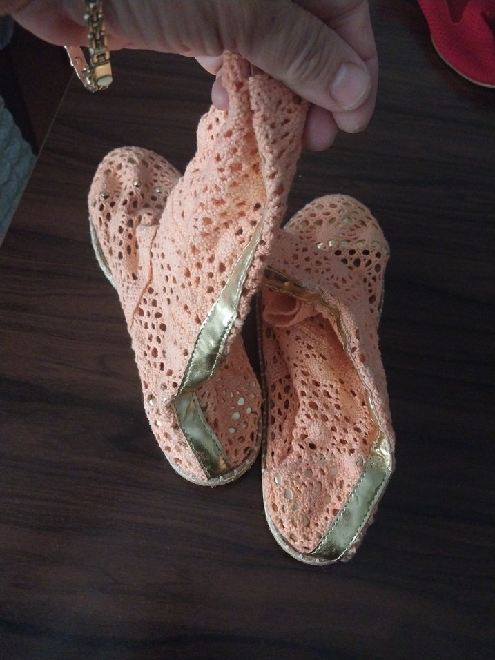 Pembe İşlemeli Örgü Dantel Topuklu Espadril - Görsel 3