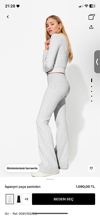 26 Beden BERSHKA İspanyol paça pantolon