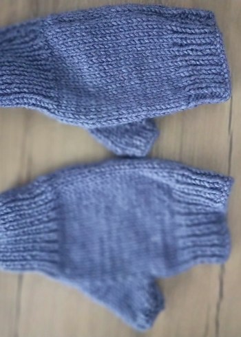 Bohem Mavi Gri Örgü Kadın Eldiven - Görsel 3