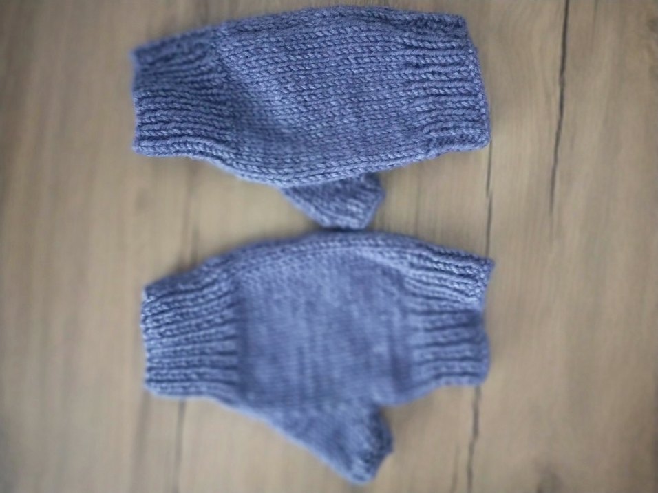 Bohem Mavi Gri Örgü Kadın Eldiven - Görsel 3