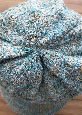 Bohem Stil Turkuaz Örgü Kadın Bere - Görsel 3