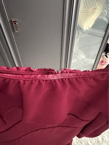 s Beden Bordo renk elbise