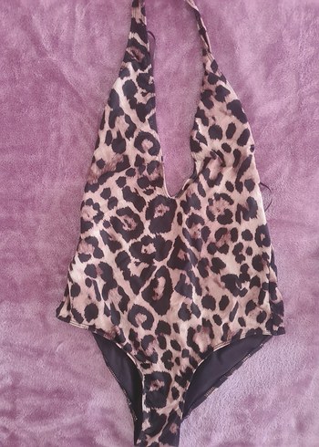 Zara leopar Desenli Kahverengi Kadın Mayo - Görsel 3