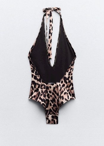 Zara leopar Desenli Kahverengi Kadın Mayo - Görsel 2