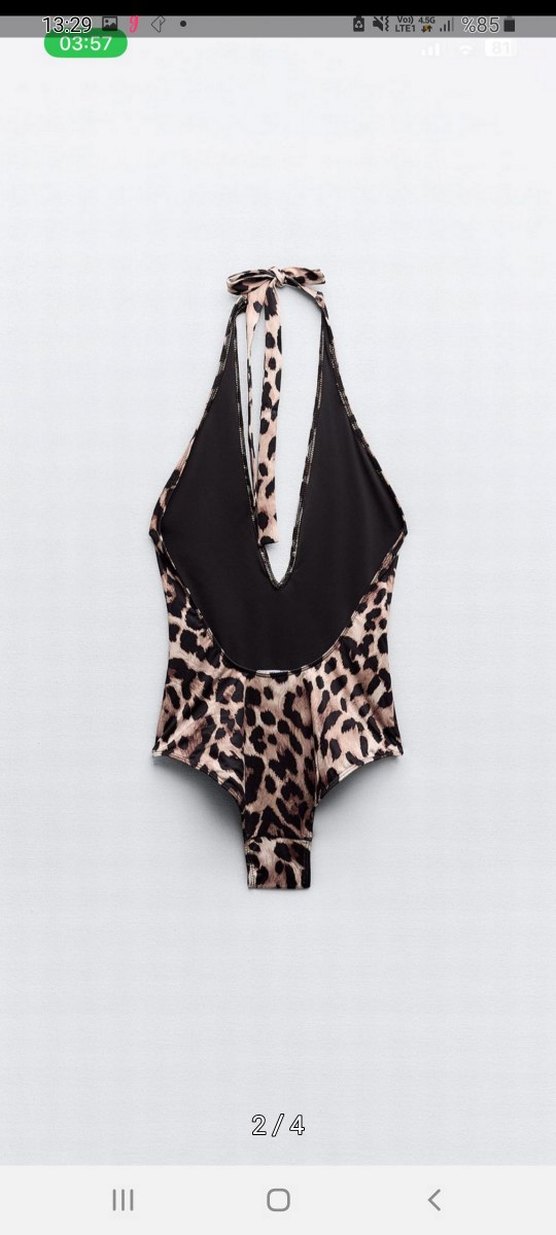 Zara leopar Desenli Kahverengi Kadın Mayo - Görsel 2