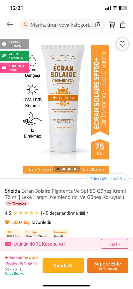 Sheida SPF 50+ Nemlendirici Güneş Kremi - Görsel 3