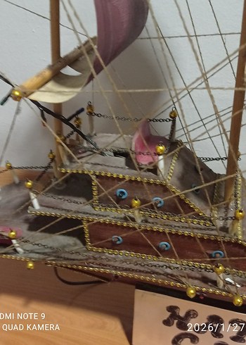 Altın Renkli Yelkenli Gemi Figürin - Görsel 4