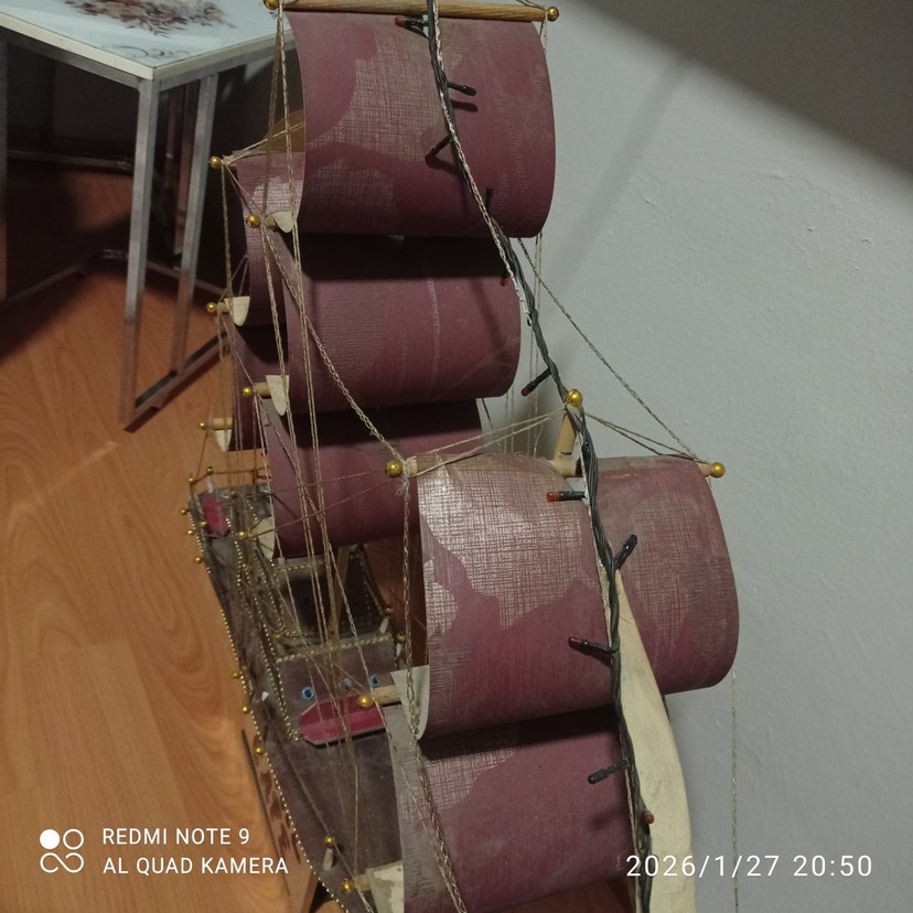 Altın Renkli Yelkenli Gemi Figürin - Görsel 5