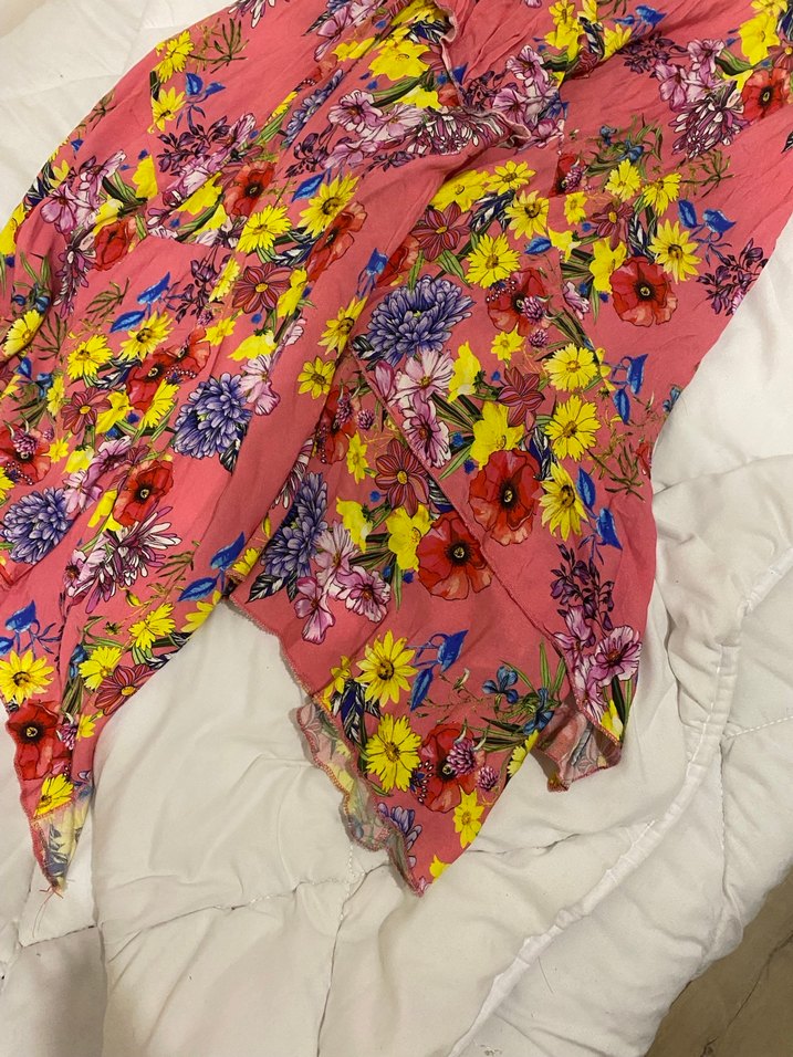 Çiçek Desenli Drapeli Uzun Kadın Elbise - Görsel 2