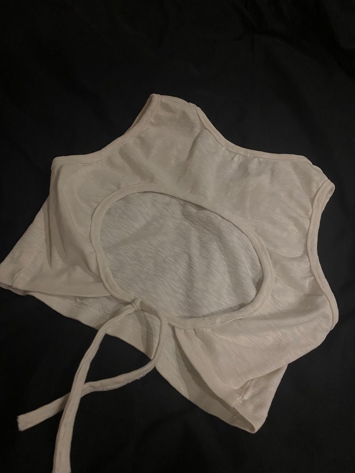 Bej Kız  Kolsuz Keten Bluz - Görsel 2